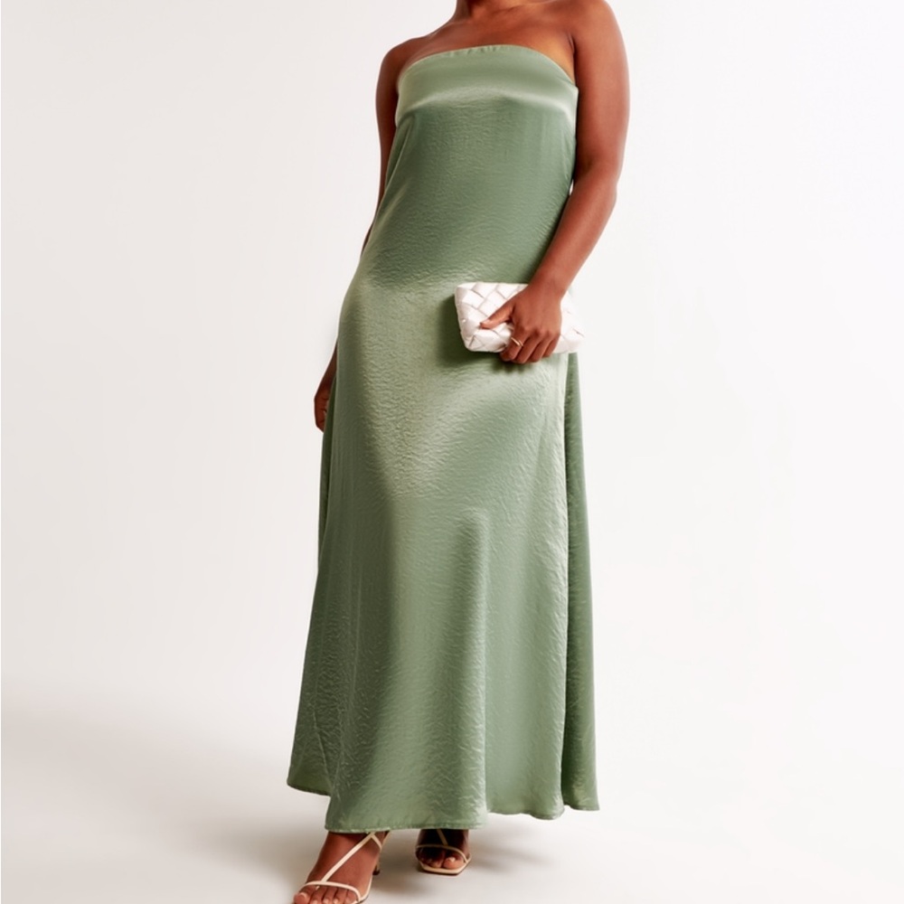 Abercrombie & Fitch Strapless Trapeze Maxi Dress - Lush Green